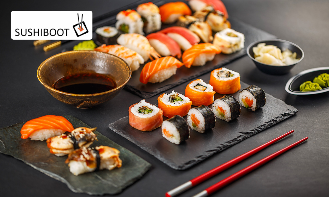 Sushibox (42 stuks) + harumaki voor afhaal bij Sushiboot Brasschaat