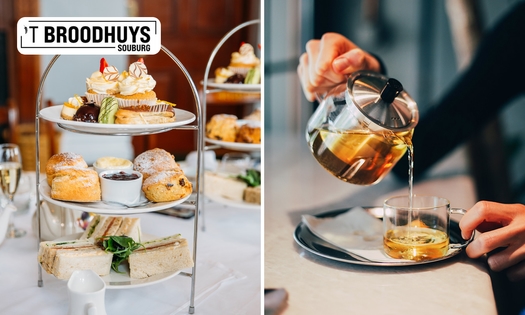 High tea (2 uur) + onbeperkt thee bij 't Broodhuys
