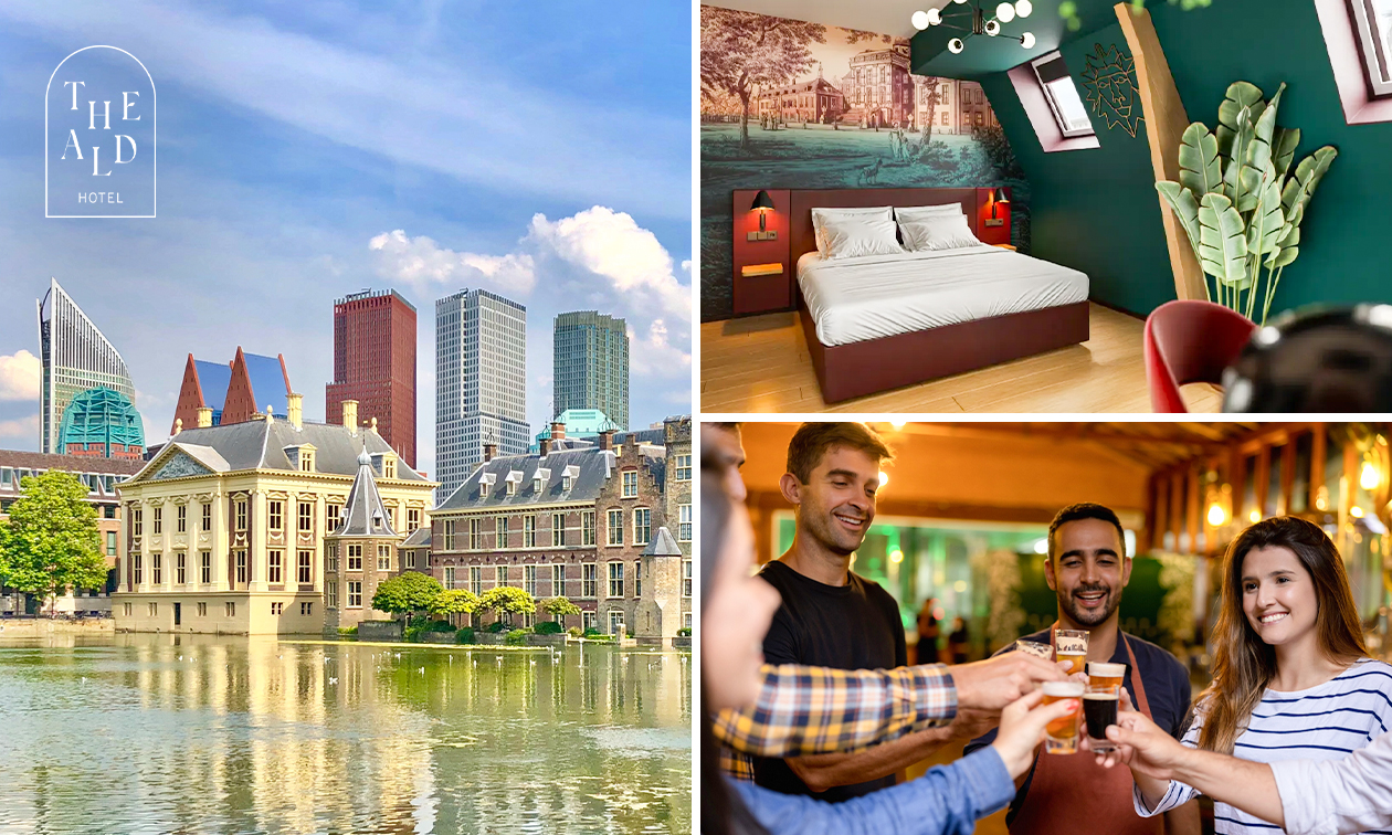 Overnachting voor 2 + evt. ontbijt + evt. welkomstdrankje + late check-out in hartje Den Haag