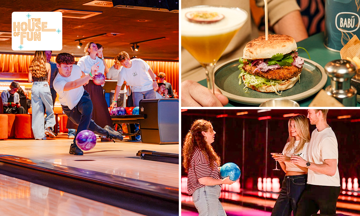 2-gangendiner + bowlen (1 uur) bij The House of Fun