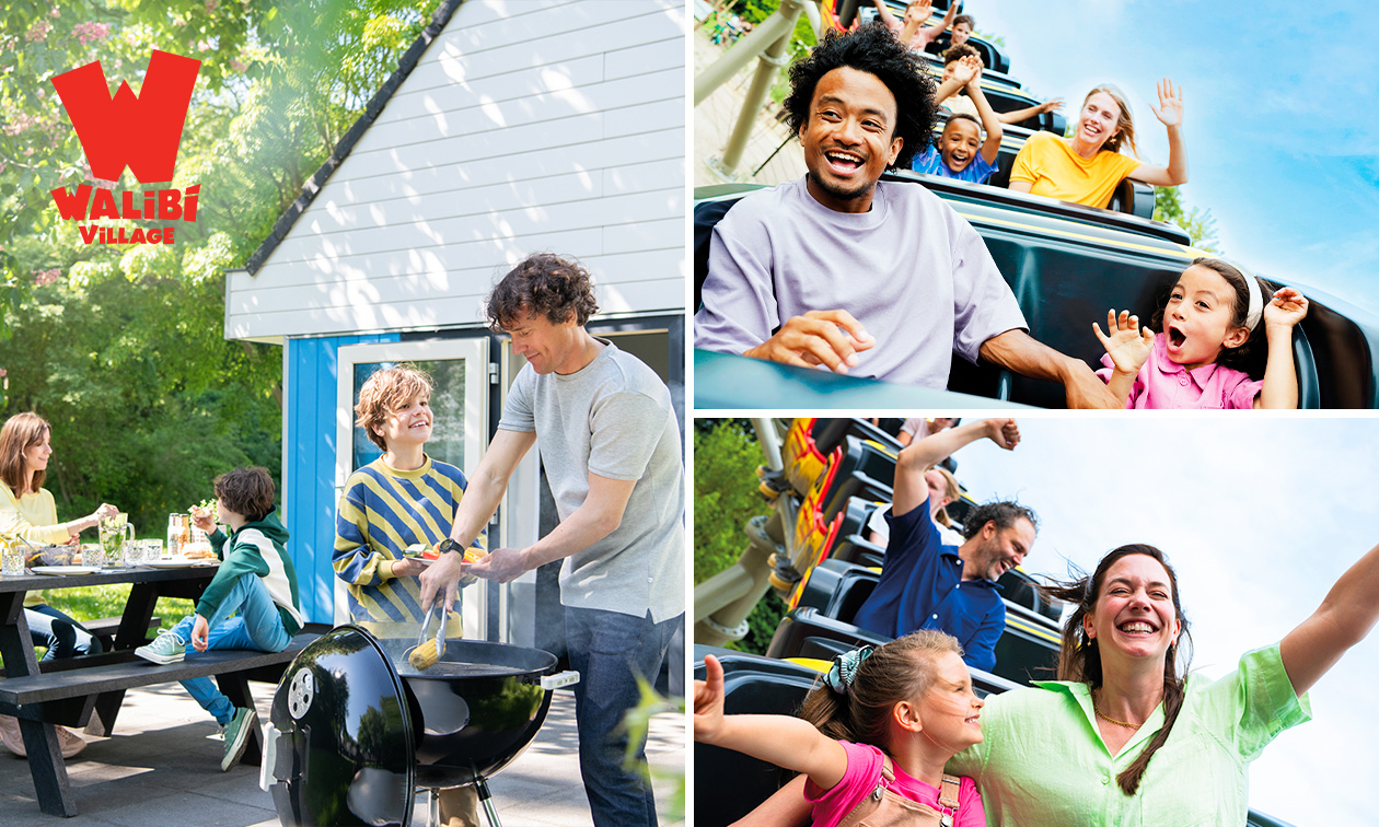 Overnachting voor 4 of 8 personen in Walibi Village + evt. dagticket voor Walibi Holland