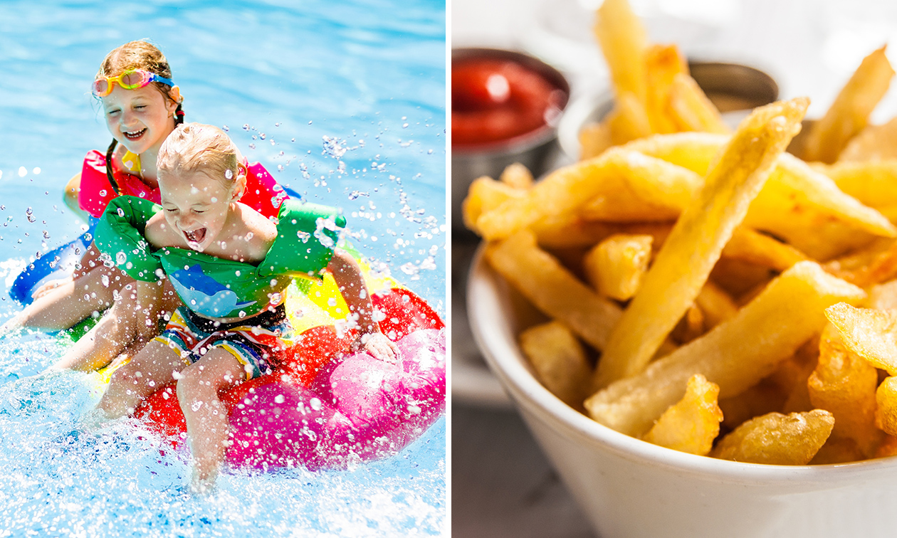 Entree zwembad + friet + saus